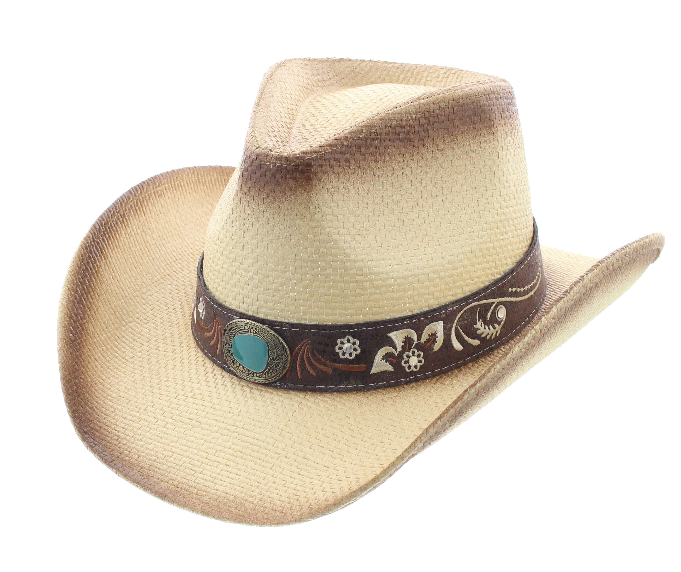 Turquoise Floral Cowgirl Hat